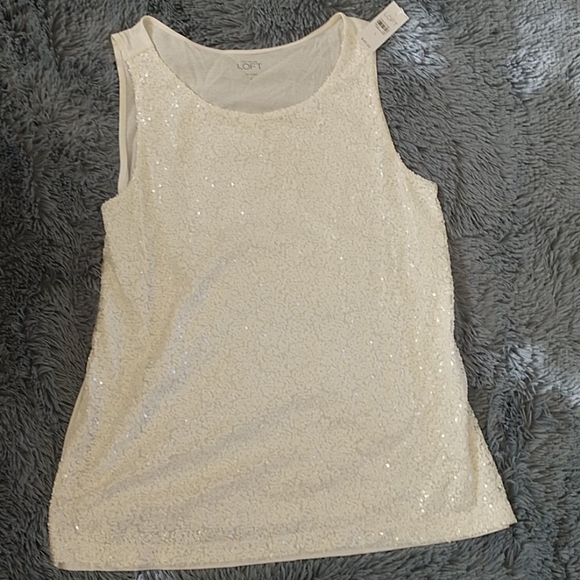 LOFT Tops - LOFT Mesh Overlay Sequined Camisole